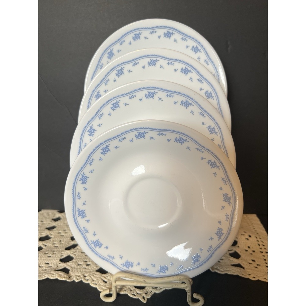 Vintage Corelle by Corning Ware Morning Blue Set of 4 Saucers